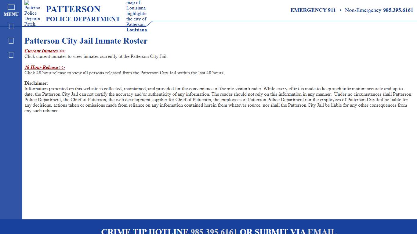 Inmate Roster - Patterson Police Department Louisiana